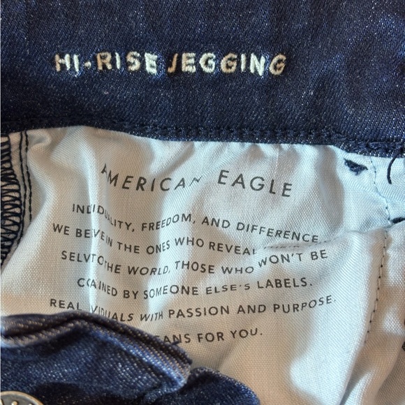 American Eagle AE Jeans Hi-Rise Jeggings Distressed Knees Blue Jeans Size 4S - Picture 13 of 14